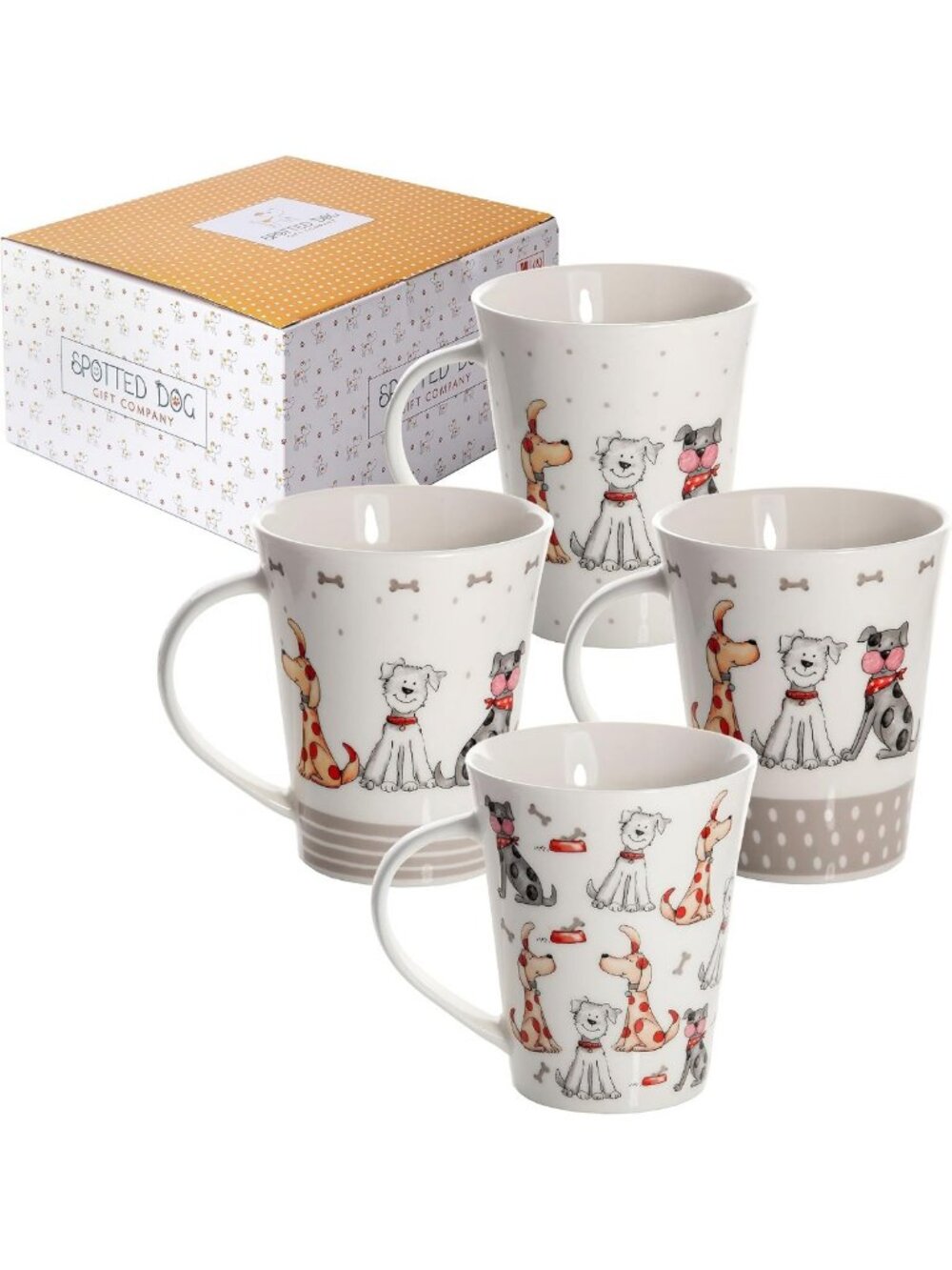 Cute Dog-Themed Coffee Mugs Set of 4, 12.2 oz Ceramic Cups, Dishwasher Safe
